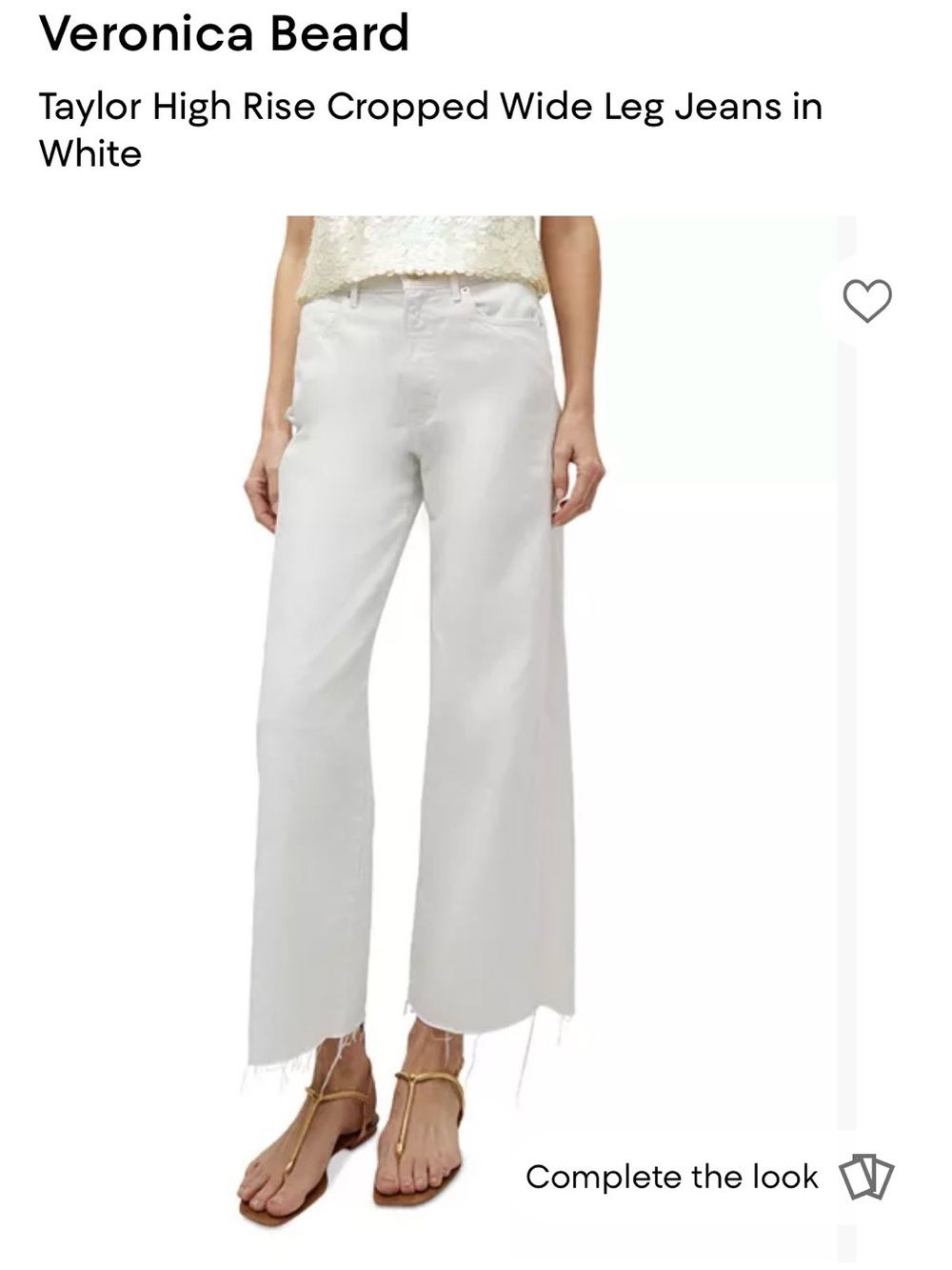 NWT Veronica Beard Taylor high rise crop Jean.